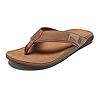 OLUKAI Tauhine Men’s Beach Sandals, Quick Dry Flip-Flop Slides, Waterproof Full-Grain Leather & Wet Grip Soles, Soft…