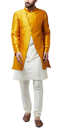 Image of SOJANYA (Since 1958 Men's Silk Blend Kurta Churidaar Pyjama & Jacket Combo