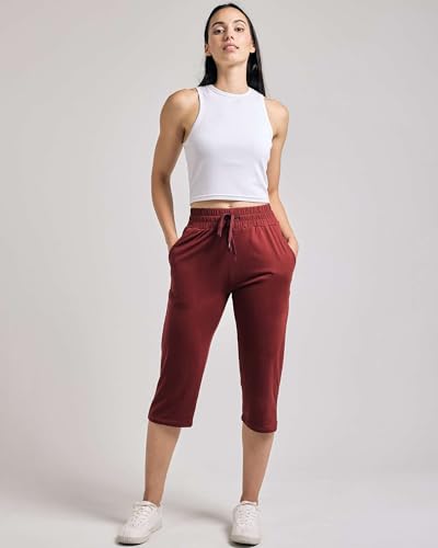 Real Essentials 3-Pack: Women's Capri Open Bottom Soft Sweatpants with Drawstring (Available in Plus Size)2