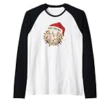 divertente baseball buon natale luci vacanze maglia con maniche raglan