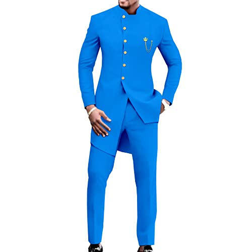 African Suit for Men Single Breasted Slim Fit Jackets and Trousers 2 Piece Set Business Suit Wedding Evening