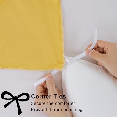 Soifox Double Duvet Cover Set - Yellow Bedding Set Double Bed with Zipper Closure, Soft Microfiber Quilt Cover with 2 Pillowcases - Image 4