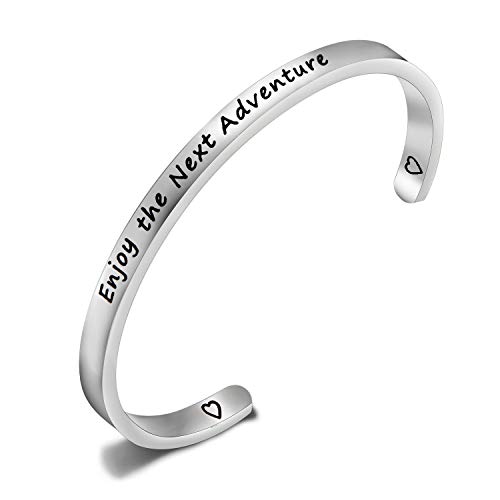 ENSIANTH Coworker Retirement Gift Enjoy The Next Adventure Cuff Bracelet Graduation Jewelry Gifts