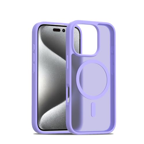 Image of for iPhone 16 pro Case [Compatible with Magsafe] Translucent Matte Phone Cover, [10 FT Military Grade Drop Protection] Slim Durable Shockproof Protective Bumper (Light Purple, iPhone 16 Pro)
