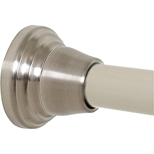 Glacier Bay Rustproof Decorative Finial 46 in. - 72 in. Aluminum Adjustable Tension No-Tools Shower Rod in Brushed Nicke
