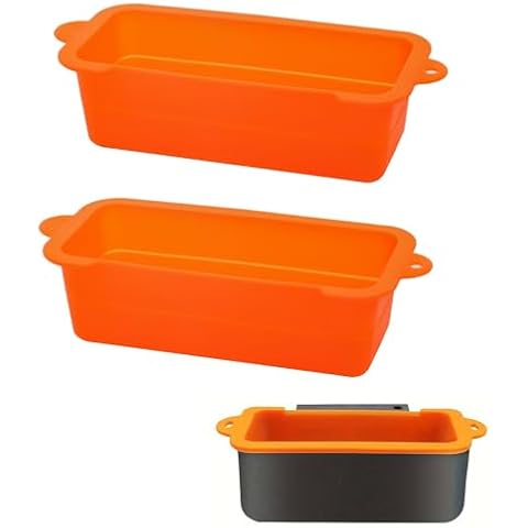 DMOKJER 2 Pack Silicone Reusable Grease Cup Liners for Blackstone 36 28 22 17 Inch Grill, Foldable Grease Catcher Liner, Reusable Griddle Rear Grease Cup Liner Grease Tray, Orange Cover