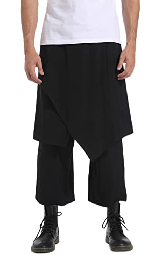 PACEIADTA Mens Baggy Skirts Pants Elastic Waist Hippie Aladdin Trousers