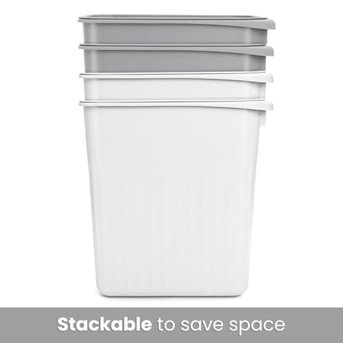 Image of Elsjoy 4 Pack 2 Gallon Plastic Trash Can, Slim Waste Basket Bathroom Small Garbage Can, Rectangular Trash Bin for Office, Kitchen, Bedroom