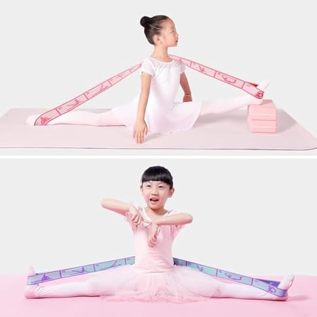 2 PCS Stretch Strap for Kids Dance Elastic Band for Children Gymnastics Stretching Strap Kids Stretching Bands Stuff Multi-Loop Adjustable Bands Stretching Resistance Ballet Bands -8 Loops