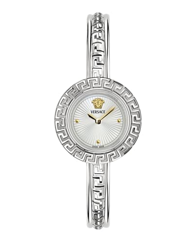 Versace La Greca Collection Luxury Womens Watch Timepieces with a Silver Bracelet and Dial Featuring a Stainless Steel Case
