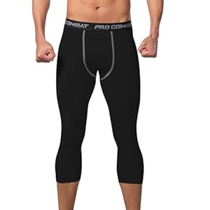 Towintec Menâs 3/4 Compression Pants, Athletic Leggings Running Workout Tights Base Layer for Basketball Sports Football Gym