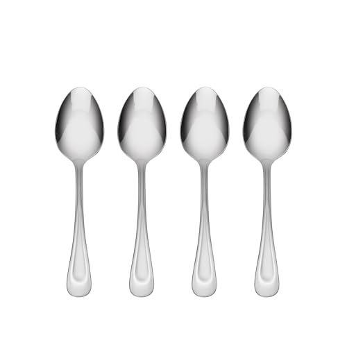 Image of Oneida Satin Sand Dune Everyday Flatware Dinner Spoons, Set of 4, 18 /0 Stainless Steel, Silverware Set, Dishwasher Safe