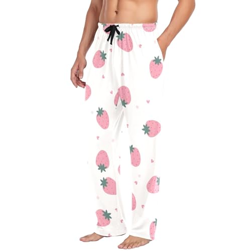 Pink Strawberry Mens Pajama Pants Mens Pj Pants Comfy Cotton Pj Long Pant for Men with Pockets Size S-XXL4