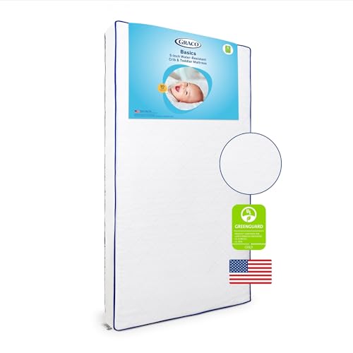 Image of Graco Basics 5-Inch Water-Resistant Crib & Toddler Mattress - Made in the USA, GREENGUARD Gold Certified, Firm Support for Infants, Baby Crib Mattress, Removable & Washable Water-Resistant PEVA Cover