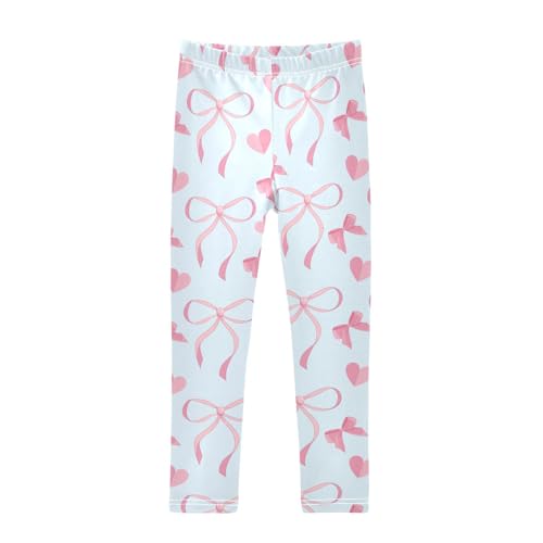 Gifts Hearts Bows Girls Leggings,Workout Leggings for Girls Toddler Athletic Leggings Size for 3-10T