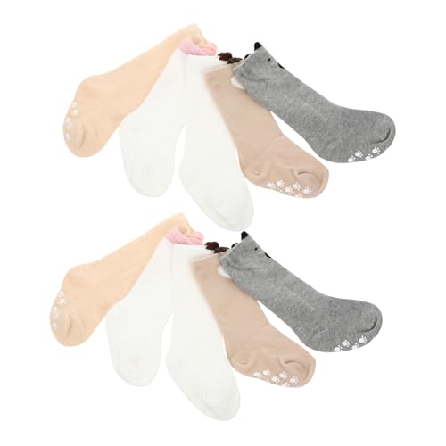 HAPINARY 10 Calcetines Antideslizantes para Bebés Medias Altas de Algodón Suave y Cálido para Recién Nacidos S Año Pack para Invierno