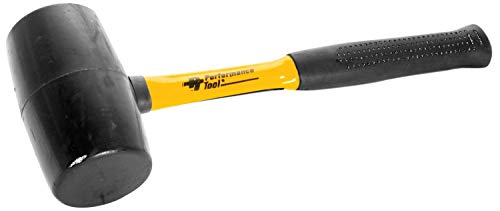 Performance Tool M7132 Double-Faced Solid Rubber Head Hammer with Fiberglass Handle and Anti-Shock Grip - Great for Home and Shop Use