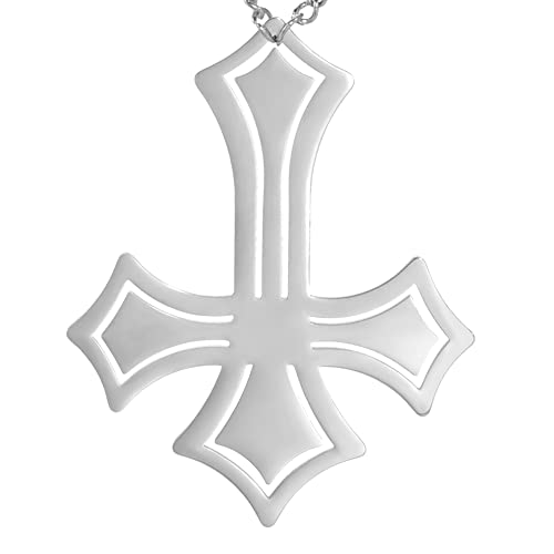 EUEAVAN Stainless Steel Inverted Cross Pendant Necklace Diamond-Trimmed Inverted Classic Satanic Jewelry Religious Necklace4