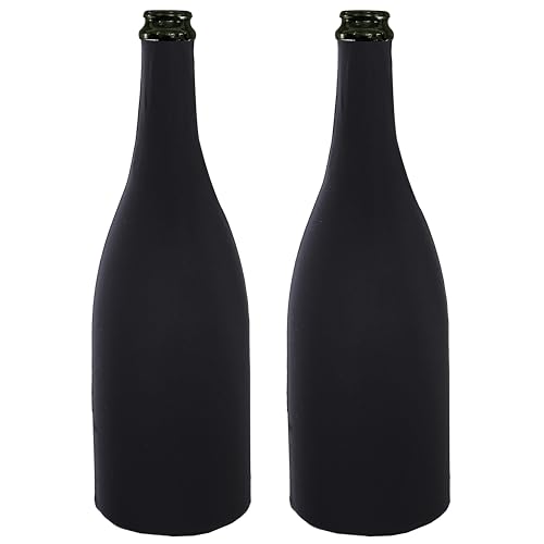 Funda para botella de vino de licra ajustada y elástica, ideal para degustaciones a ciegas o para garantizar la mejor conservación de tus botellas, paquete de 2 unidades, Negro