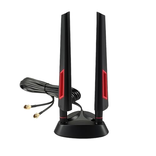WiFi 6E Tri-Band 2.4GHz 5.8GHz 6GHz Magnetic Base Antenna Aerial – High Gain Antenna – Compatible with WiFi Adapter, Gaming Router, PCIe Card, FPV, Desktop