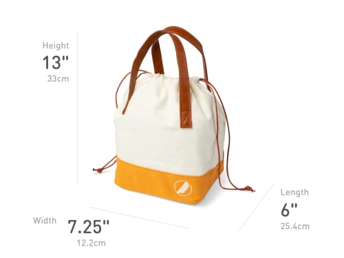 Prepdeckgo Lunch Bag - Stylish, Compact Adult Lunch Tote - Roomy & Lightly Insulated Interior - Drawstring Bag Closure & Vegan Leather Handles - Easy To Clean - Perfect For Work, Picnic, Or Travel #TOP1