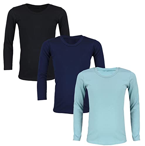 TupTam Langarmshirt Kinder 3er Pack Unterhemden Jungen & Mädchen 100% Baumwolle Unisex Farbe: Farbenmix 2 Größe: 110