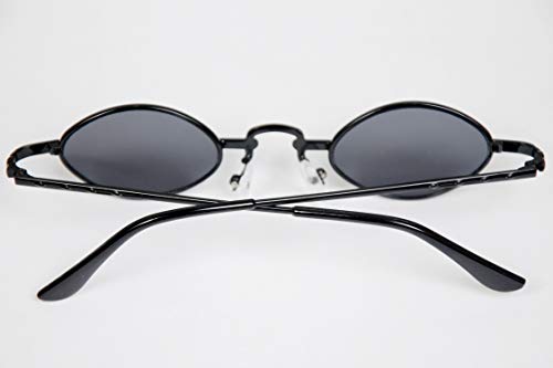 Mmhdz Vintage Gafas de sol pequeñas con marco de metal ovalado Colores de caramelo (negro)