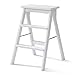 GMLSD Stołki Stołowe, Stołek Drabiny Z Litego Drewna Domowego Stolca Drabiny Przenośne Składane Krzesło/Stołek Z Bezpieczeństwem Pedału Niepoślizgowa Wielofunkcyjna Kuchnia Wysoki Stołek/White