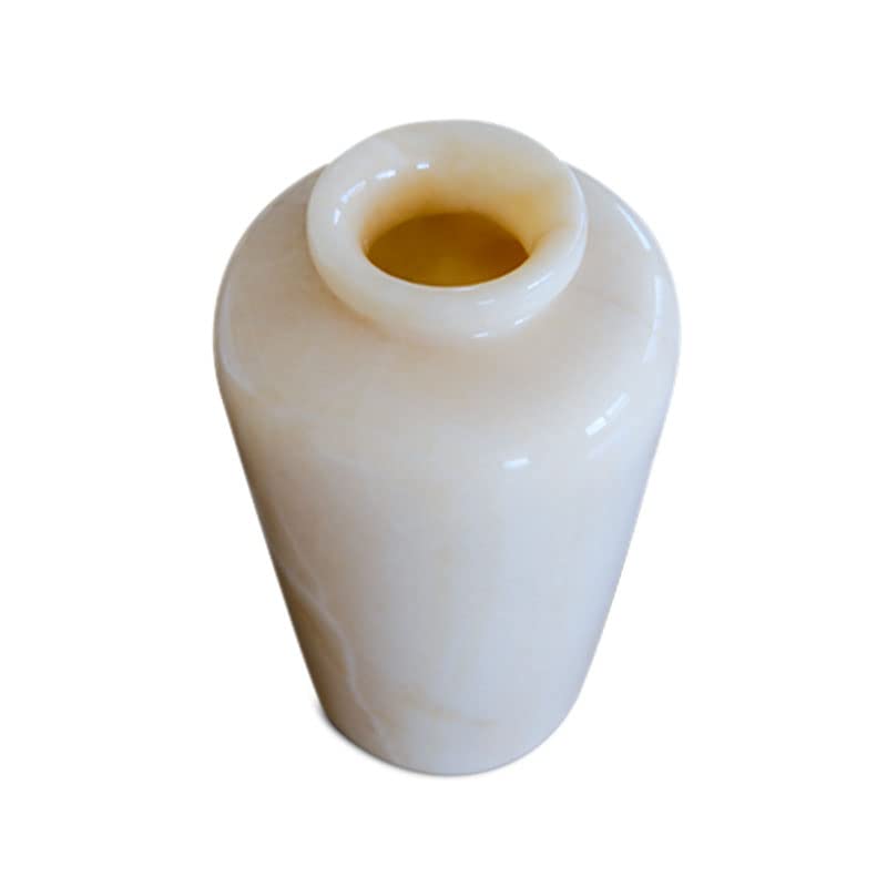 Vase en Travertin Rouge d'Italie pour une Décoration de Table Chic 33 cm
