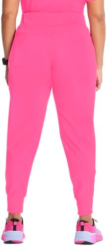 Infinity Women's Scrub Jogger Pants Mid Rise Bottoms with 5 Pockets, Moisture Wicking & 360° Stretch Fabric - CK110AP, M Petite, Carmine Pink - 1