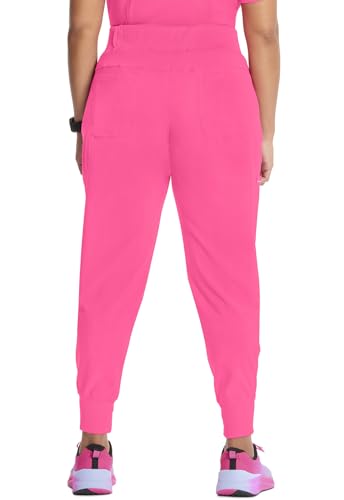 Infinity Women's Scrub Jogger Pants Mid Rise Bottoms with 5 Pockets, Moisture Wicking & 360° Stretch Fabric - CK110AP, M Petite, Carmine Pink