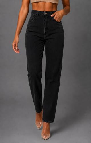 Image of Women's High Waist Mom Fit Jeans | Stretch Denim | Tapered Ankle Length Casual Jeans