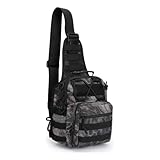 Bolsa Tática Pequena para Atividades ao Ar Livre Mochila Leve para Caminhadas e Ciclismo Trilhas Camping Pescaria (Preto Militar)