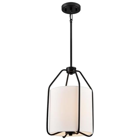 DANSEER Modern Black Kitchen Island Pendant Lighting Chain Adjustable Ceiling Hanging Lights with Fabric Shade for Kitchen Dining Room Bedroom Cover