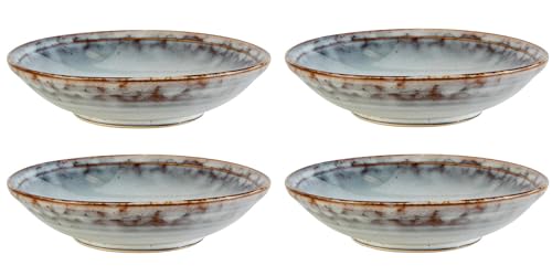 47th & Main Glazed Set of 4 Ceramic Serving Dishes Appetizer Plates, 6.5" Diameter x 1.5" Tall, Speckled