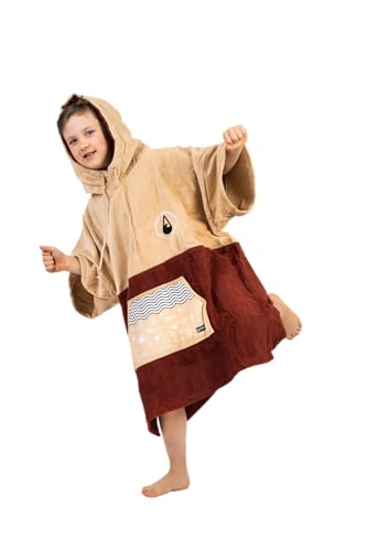 WAVE HAWAII Surfponcho für Körpergrößen von 90-120 cm Poncho ÖKO Baumwolle Umkleidehilfe für Schwimmen Strand Surfen Surf Poncho Badeponcho Duschponcho für Kinder Jungen Mädchen Damen (Dunas)