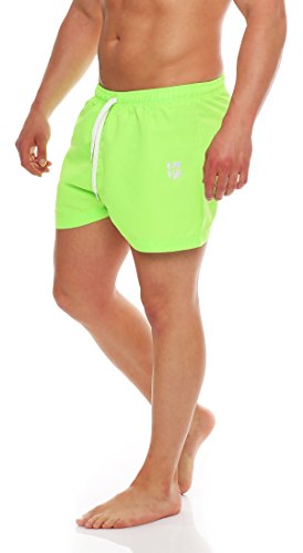 Gennadi Hoppe Short de bain pour homme, short de plage, maillot de bain, vert fluo, XL