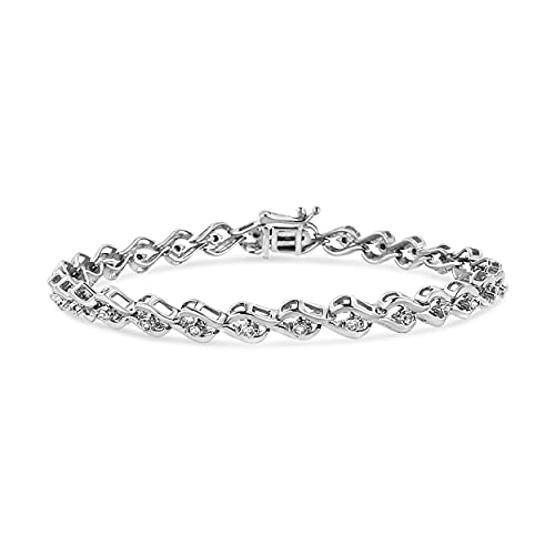 Haus of Brilliance .925 Sterling Silver 1/10 Cttw Diamond Miracle Set Flame Shaped Halo Link Tennis Bracelet (I-J Color, I3 Clarity) - 7-1/4”