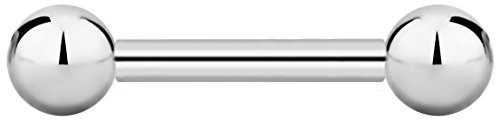 Forbidden Body Jewelry 14g 10mm Internally Threaded Surgical Steel Straight Barbell Body Piercing, 4mm Balls