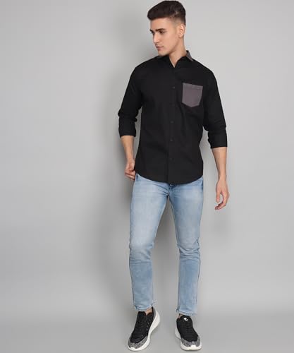 Image of Jacob Premium Black Solid Casual Cotton Shirt for Men.(AB D 402 XL)