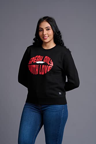 Image of Go Devil Stylish Trendy Regular Fit 100% Cotton Sweatshirt with Round /Crew Neck Full Sleeves, Casual Printed Winter Wear for Women /Girls