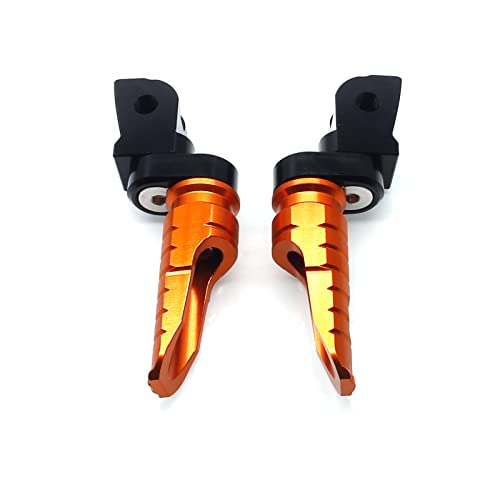 Image of MZS Motorcycle Foot Pegs, Double Adjustable Front Rider Footpegs Footrest Rest Pedal CNC Orange FK004 Compatible with 200 250 390 690 790 890 Models