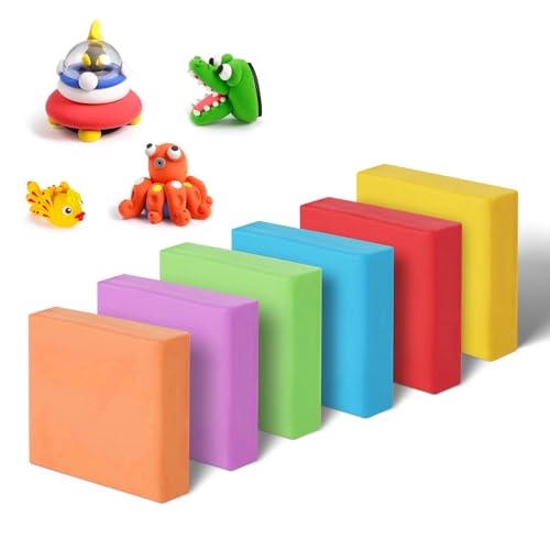 Lot de 6 gommes souples à pétrir, multicolores, pour enfants, croquis, art, gommes à pétrir, avec étui, sans poussière, pour artistes, fournitures scolaires
