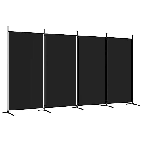 vidaXL Biombo Divisor de 4 Paneles Separador Decoración Habitación Dormitorio Oficina Pantalla Privacidad Pared Plegable de Tela Negro