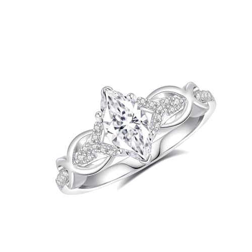 1 CT Marquise Cut Moissanite Engagement Ring For Women Ring 18K White Glod Plated S925 Sterling Silver Women Ring Jewelry
