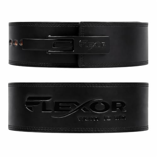 Image of Flexor Adjustable Lever Weightlifting Belt | 10mm Premium Leather | Micro-Adjust Lever Buckle | Powerlifting, Powerbuilding, Bodybuilding & Gym Training Belt for Squat & Deadlift (Men & Women) (Black, M)