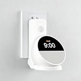 DJBNT Wall Mount Holder Compatible with Echo Spot 2024, Outlet Mount with Hidden Cable Management, Space-Saving Shelf for Bedroom, Kitchen, Living Room, No-Drill Installation (White)