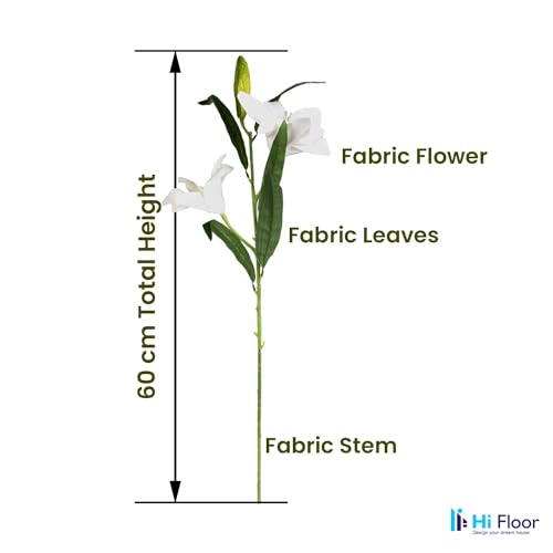 Image of Enhance Your Space with Artificial Leaf Decor Foliage for Stunning Interiors Decorative Items for Home;Office; Room; Living Room; Table; (Without Vase) (Pack of 1, White Lily)
