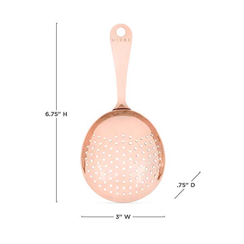 Viski 4878 Julep Stainless Steel Cocktail Strainer, Bar Tools, Drinks Spoon For Bartenders And Mixologists, Home Or Commercial Use, Professional Metal Barware, Copper thumb #3