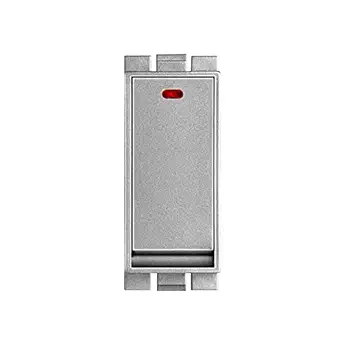 Kolors 6/10A 1 Way Switch With Indicator 1 Module [Flat Switch] (Graphite Grey) [Kosmik Kraaft] [Pack of 10 [This switch will fit only in Kosmik & Kraft cover plates]